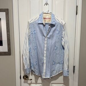 Robert Graham Light Blue and White Men's Shirt
